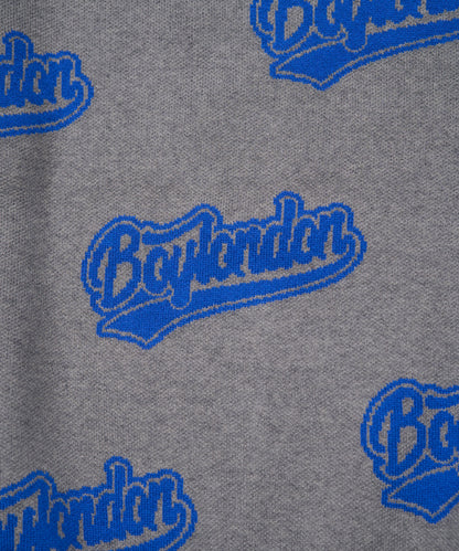BOY LOGO JACQUARD KNIT PULLOVER GREY BLUE【B234N6000506】