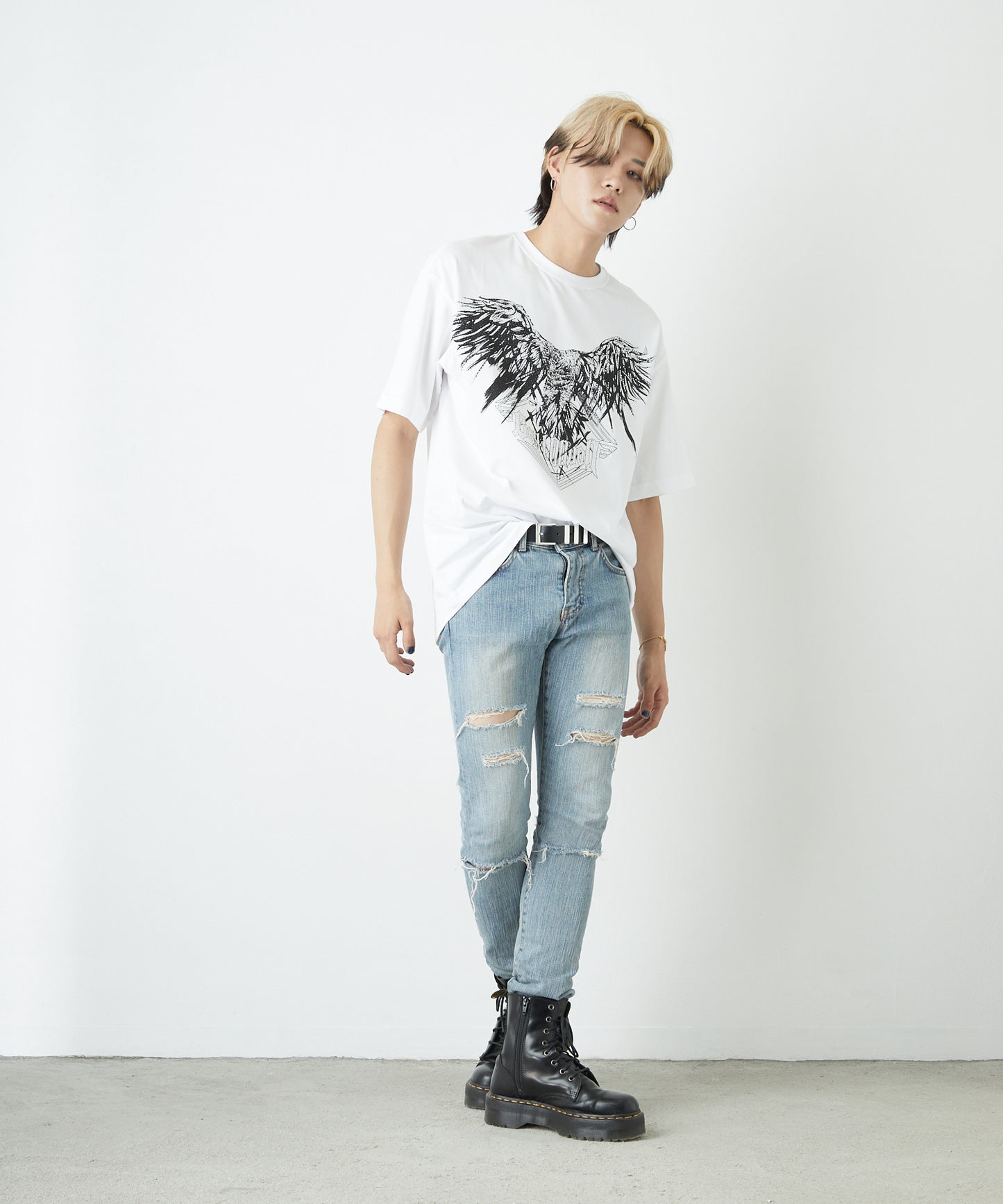 RHINESTONE BIG EAGLE T-SHIRTS WHITE 【B222N0103501】