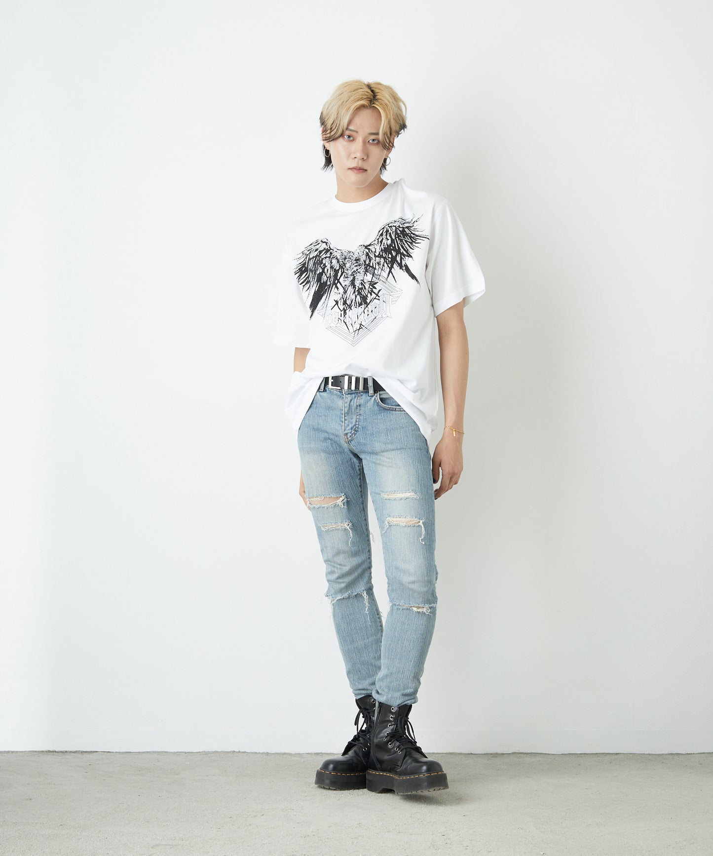 RHINESTONE BIG EAGLE T-SHIRTS WHITE 【B222N0103501】