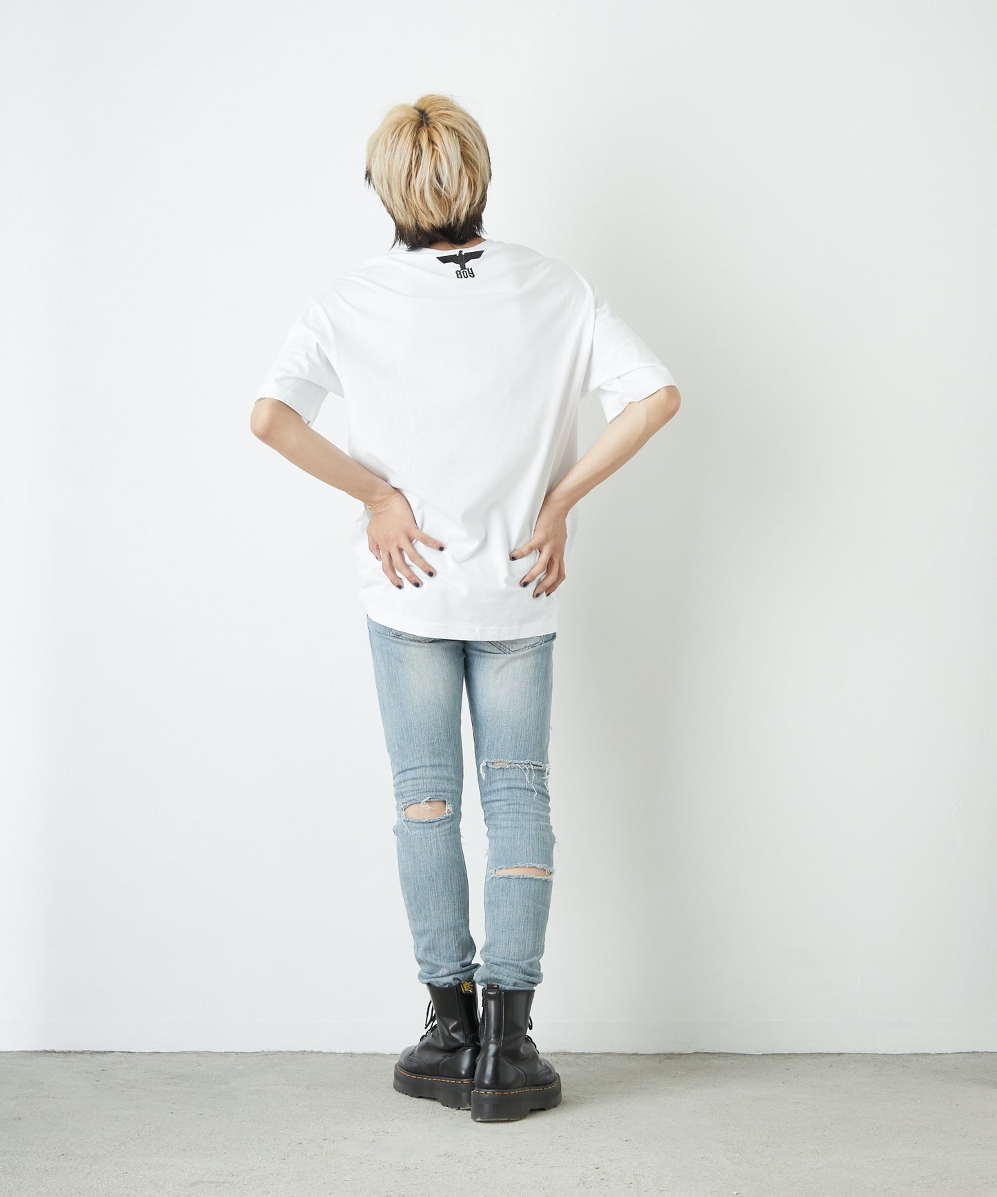 RHINESTONE BIG EAGLE T-SHIRTS WHITE 【B222N0103501】