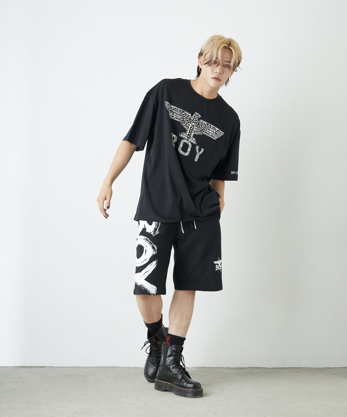 CRYSTAL EAGLE T-SHIRTS BLACK【B221N0101802】