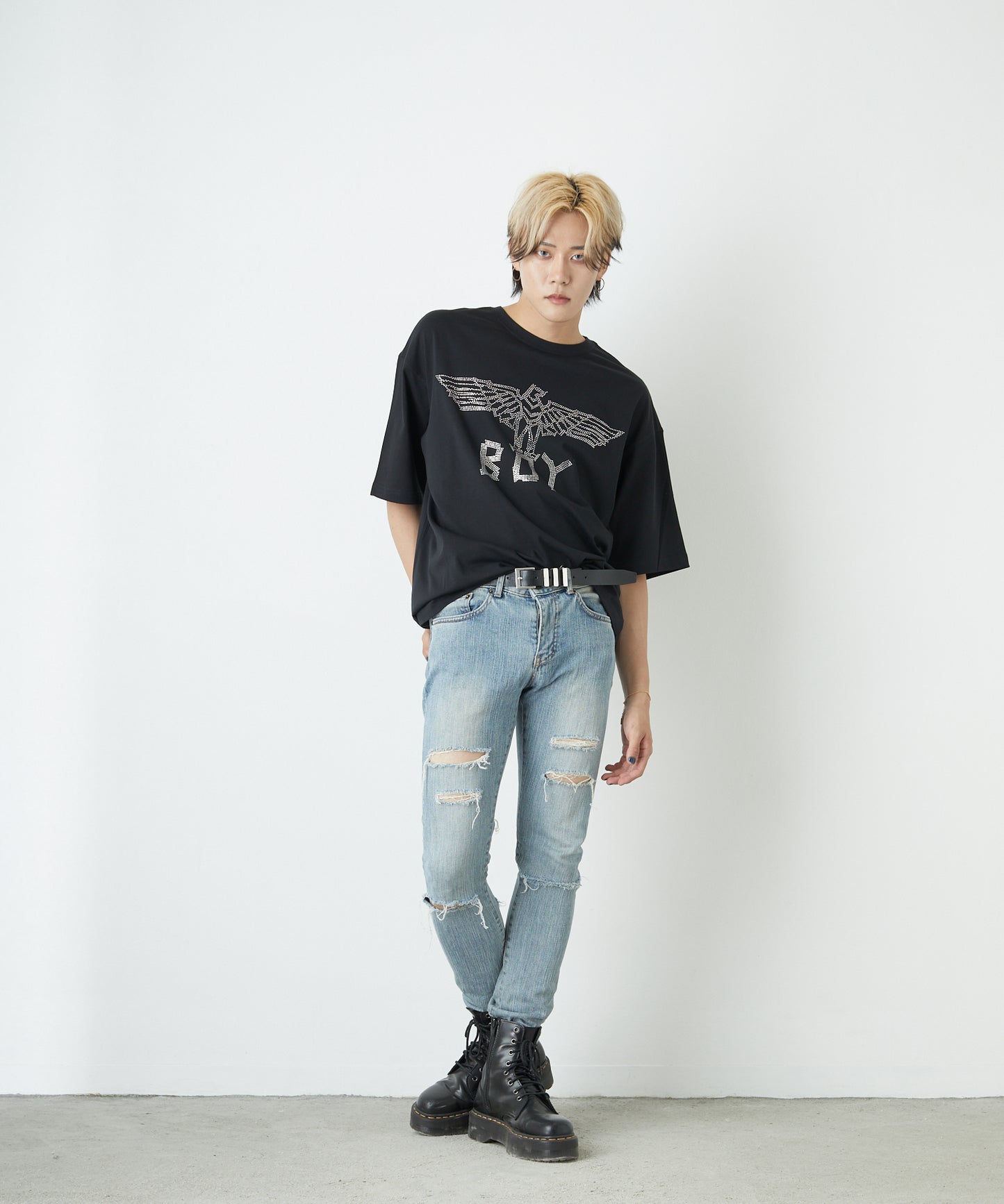 RHINESTONE BOY EAGLE TEE BLACK 【B221N0101902】