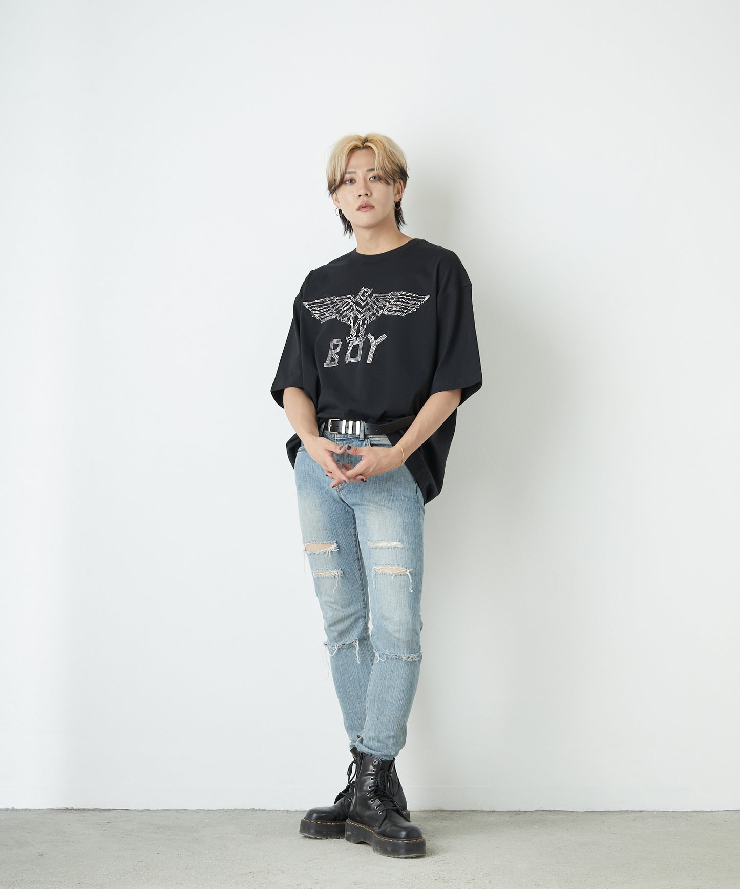 RHINESTONE BOY EAGLE TEE BLACK 【B221N0101902】