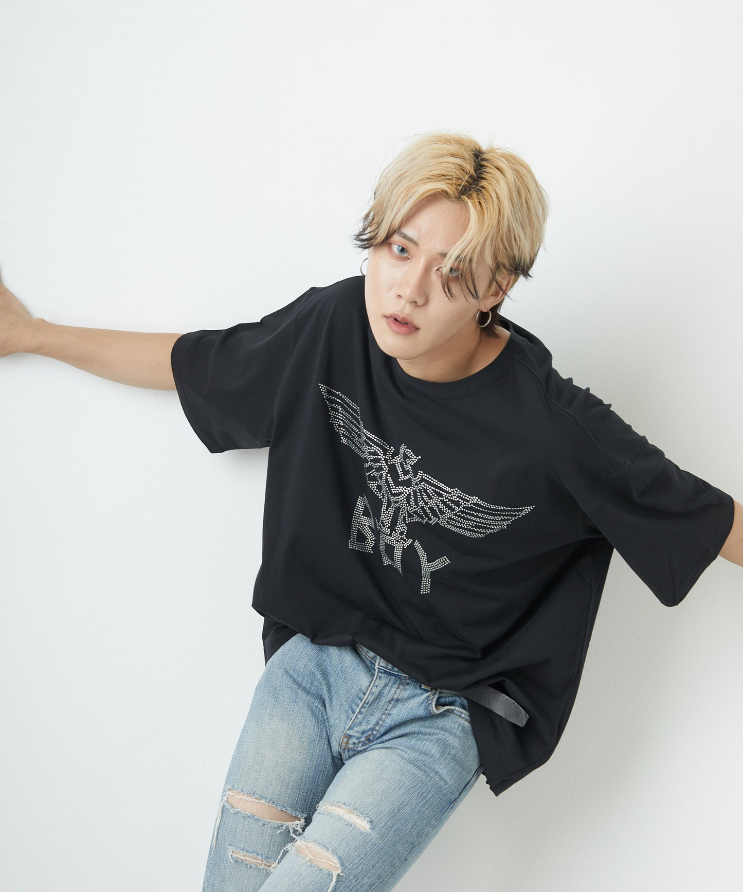 RHINESTONE BOY EAGLE TEE BLACK 【B221N0101902】