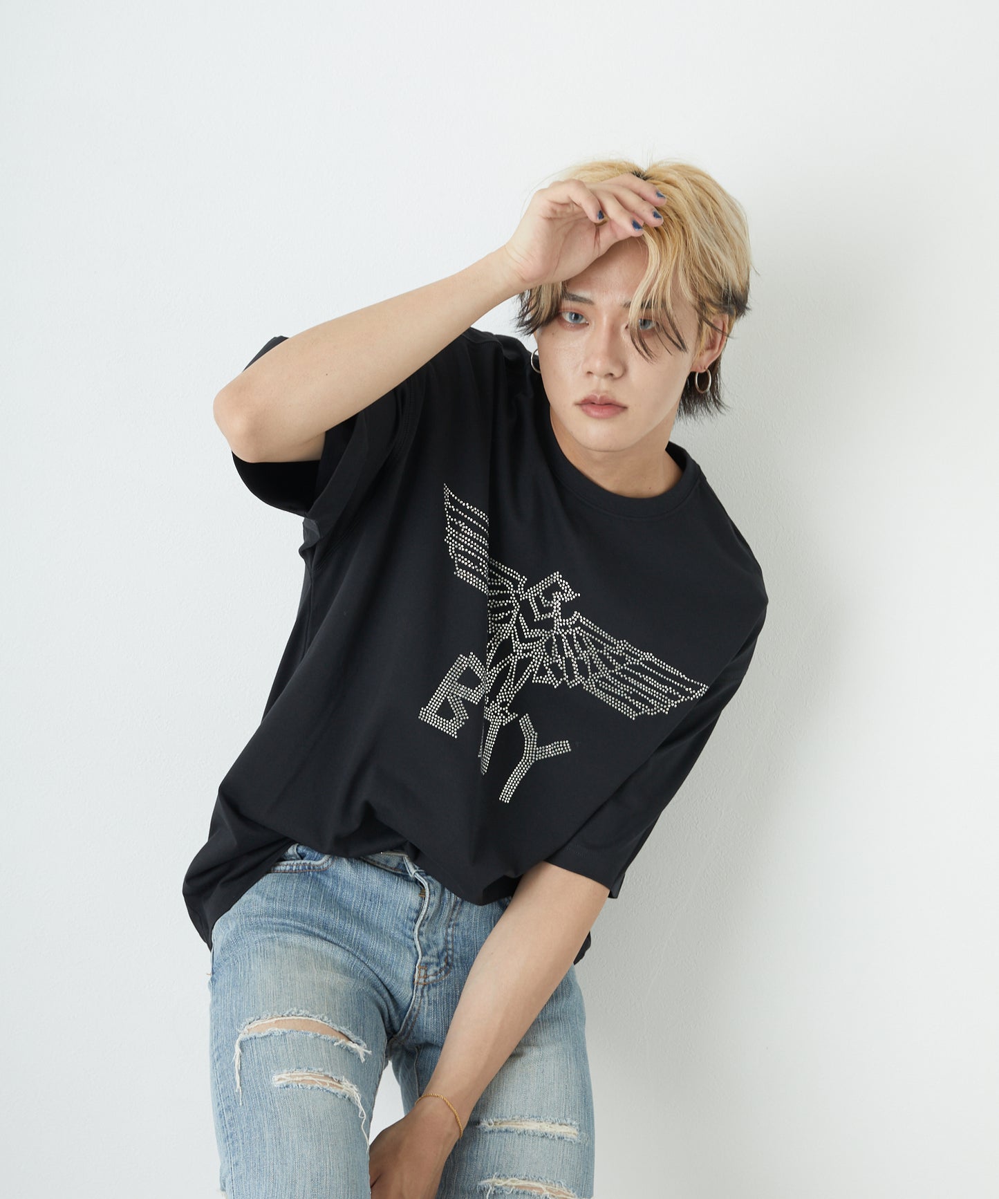 RHINESTONE BOY EAGLE TEE BLACK 【B221N0101902】