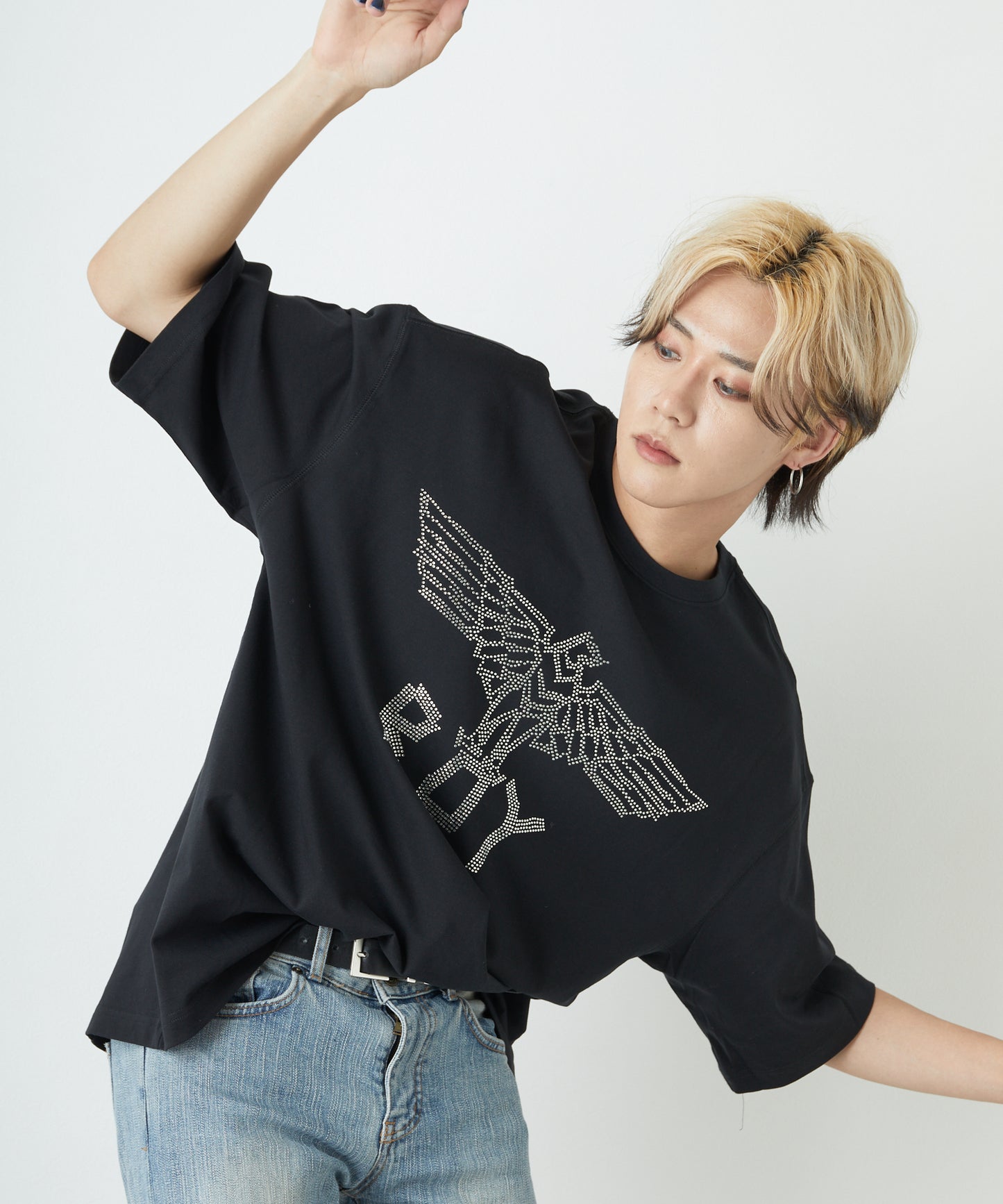 RHINESTONE BOY EAGLE TEE BLACK 【B221N0101902】