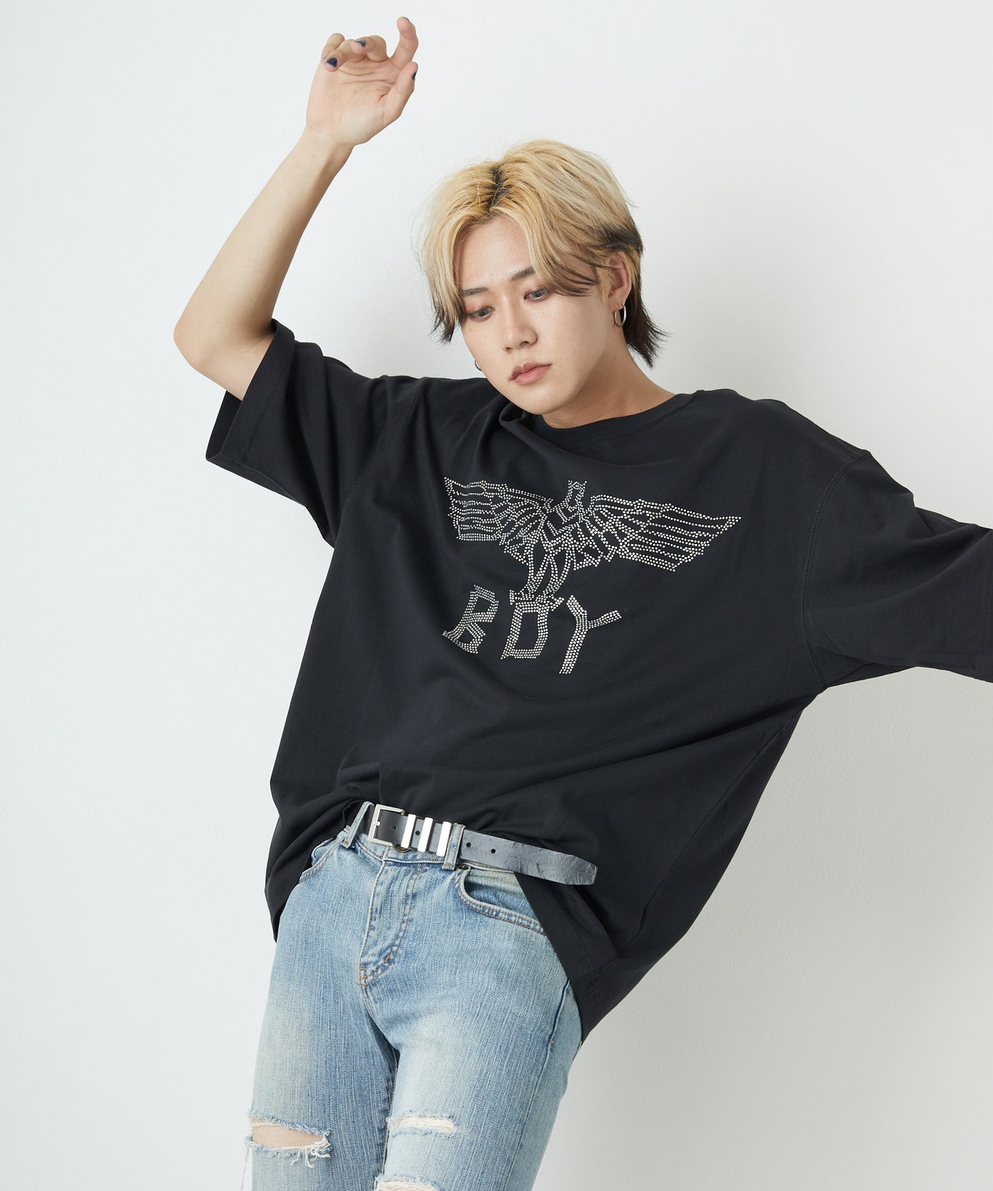 RHINESTONE BOY EAGLE TEE BLACK 【B221N0101902】