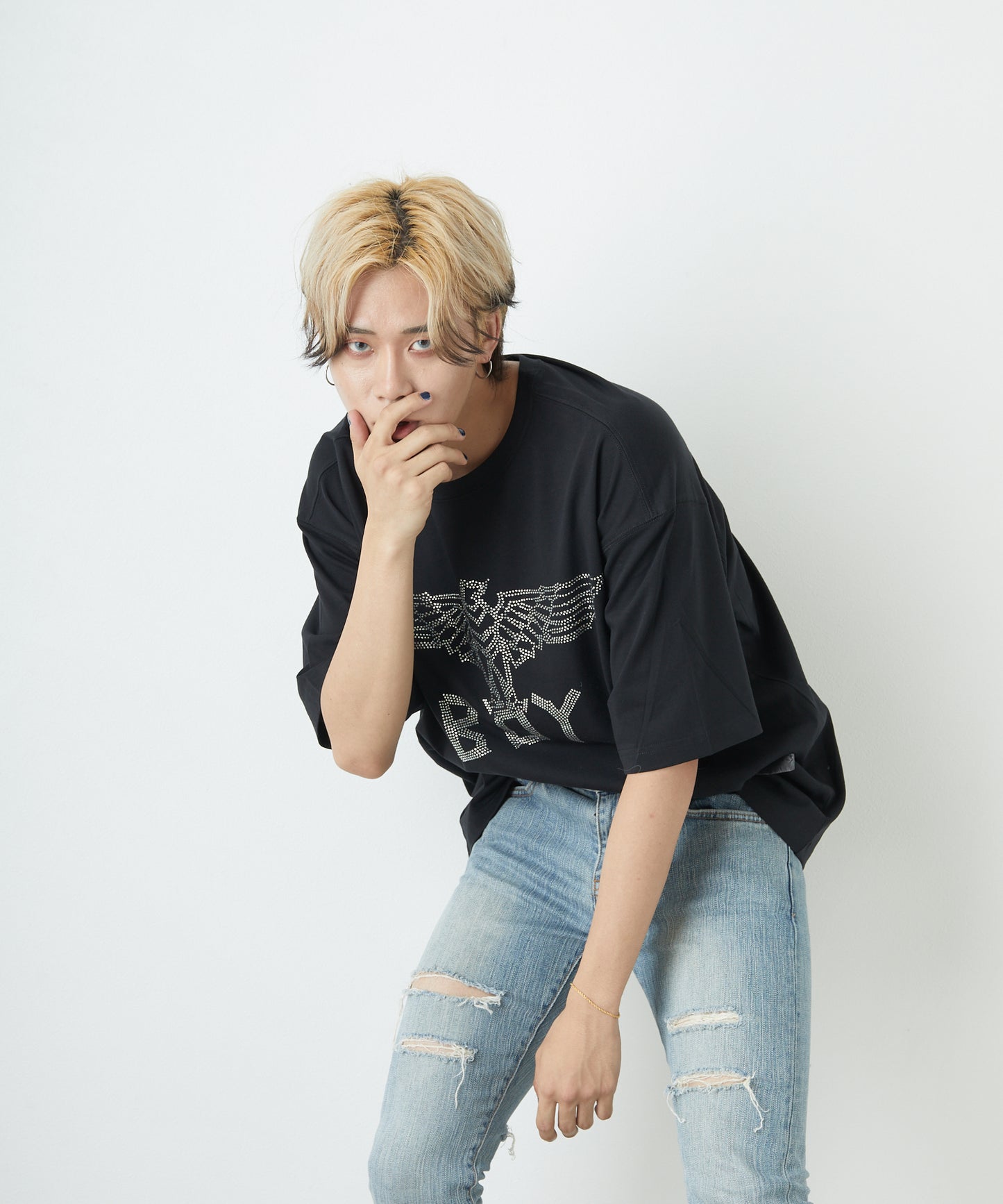 RHINESTONE BOY EAGLE TEE BLACK 【B221N0101902】