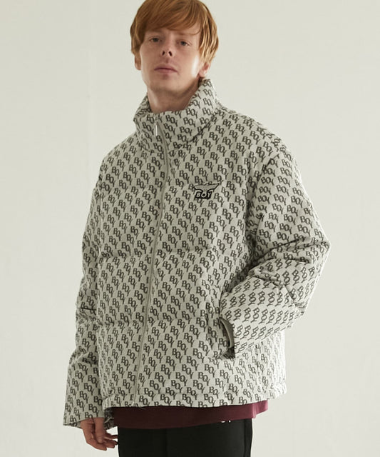 BOY MONOGRAM JACQUARD DOWN JACKET GREY【B244N2803203】
