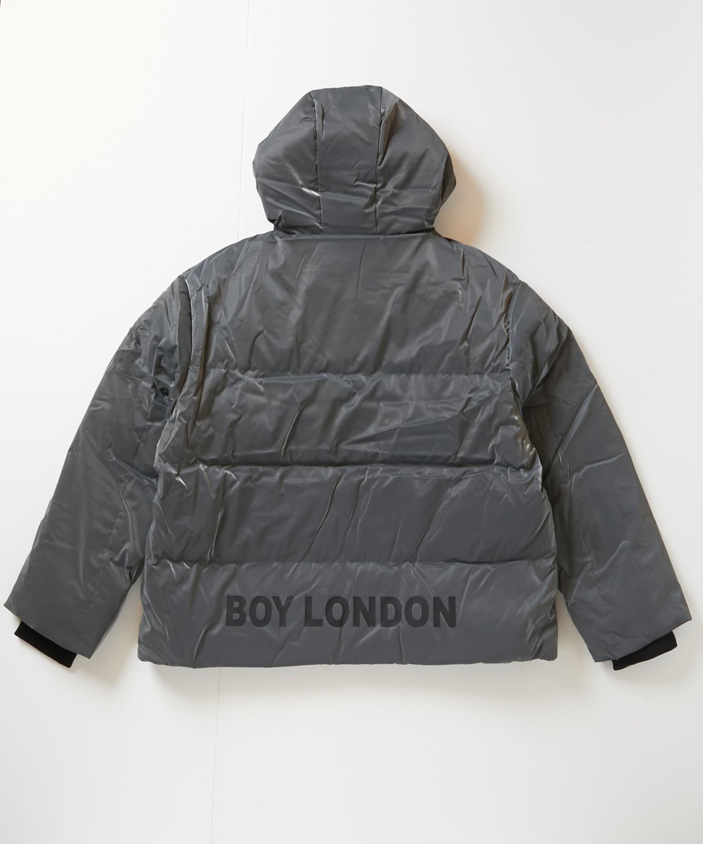 BOY METALLIC HOODED DOWN JACKET GREY【B234N2802103】