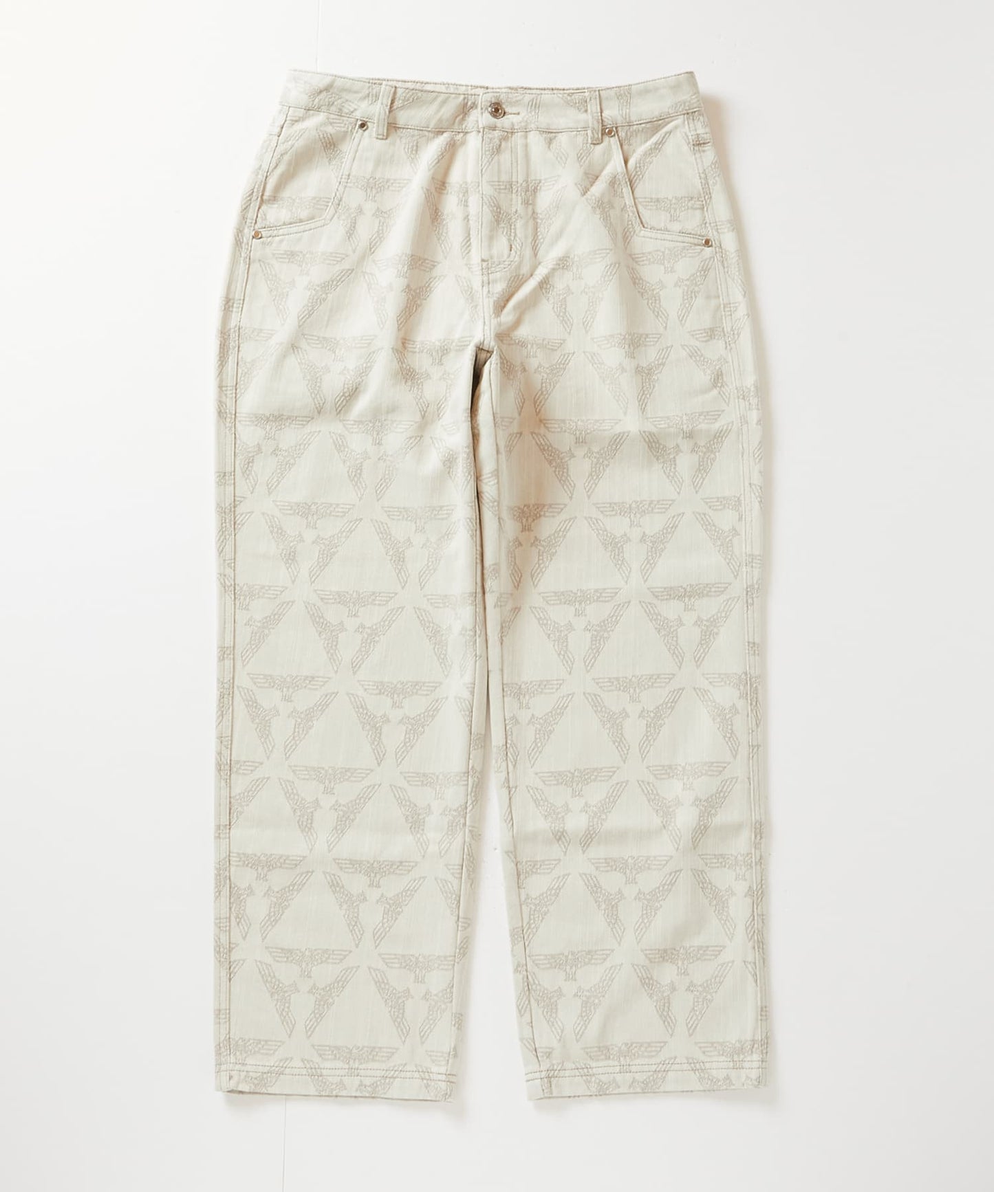 EAGLE JACQUARD DENIM PANTS KHAKI【B243N5501111】