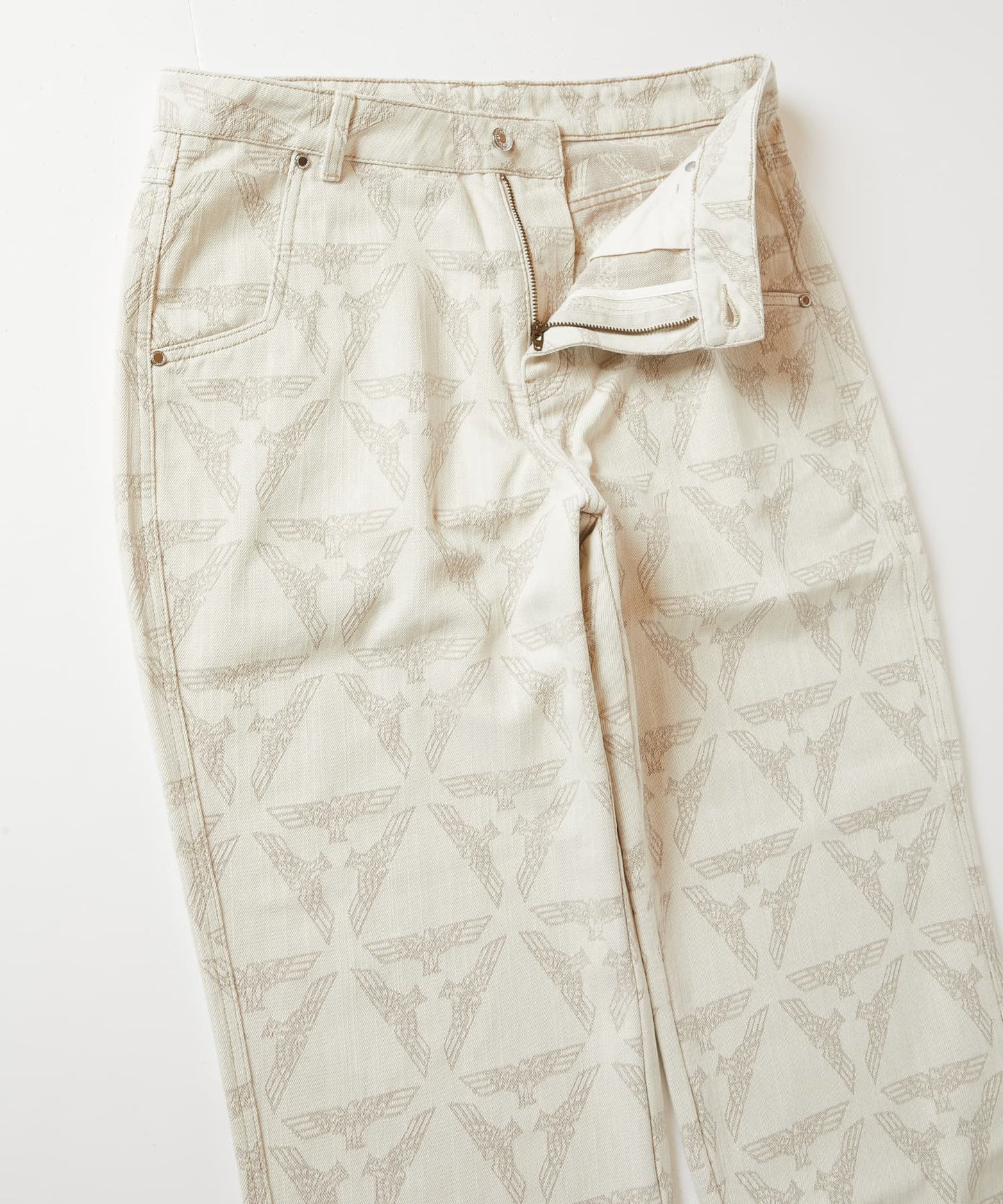 EAGLE JACQUARD DENIM PANTS KHAKI【B243N5501111】