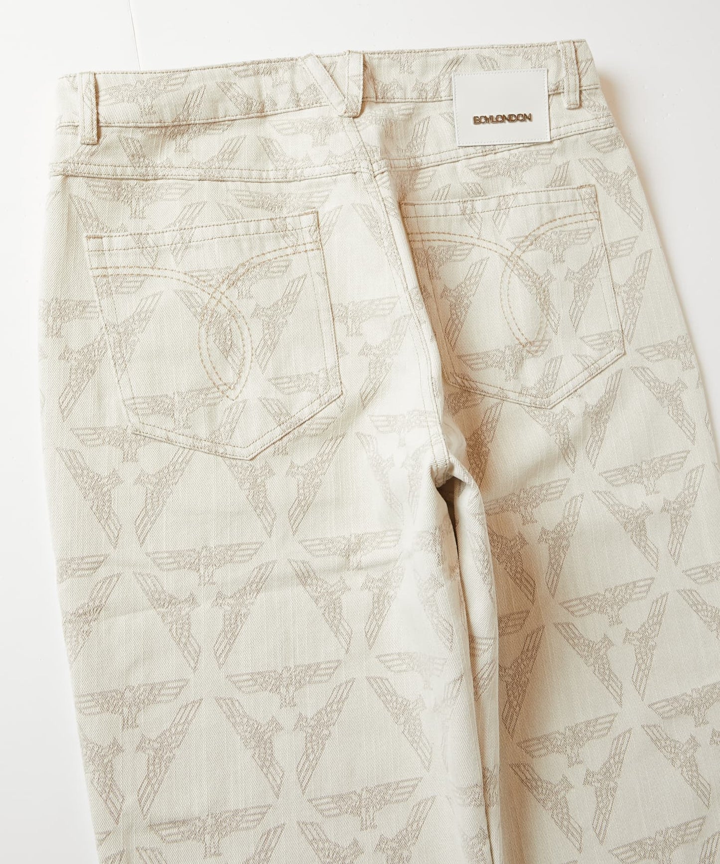 EAGLE JACQUARD DENIM PANTS KHAKI【B243N5501111】