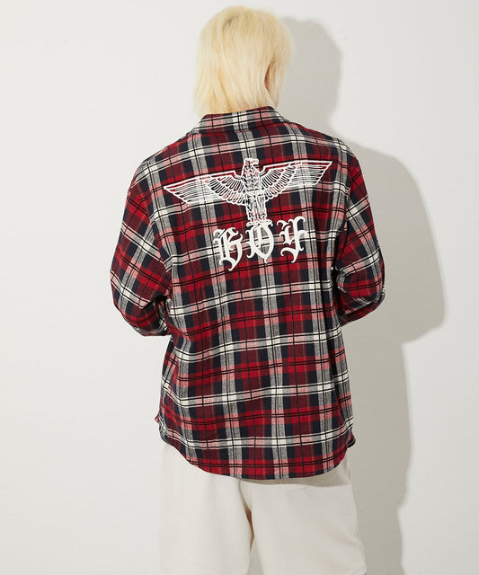 EAGLE CHECK SHIRT BURGUNDY【B251N2100430】