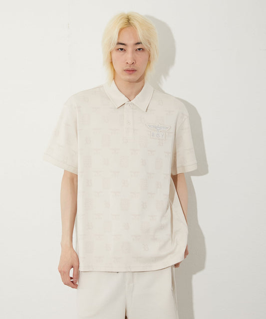 JACQUARD POLO SHIRT KHAKI【B252N0101711】
