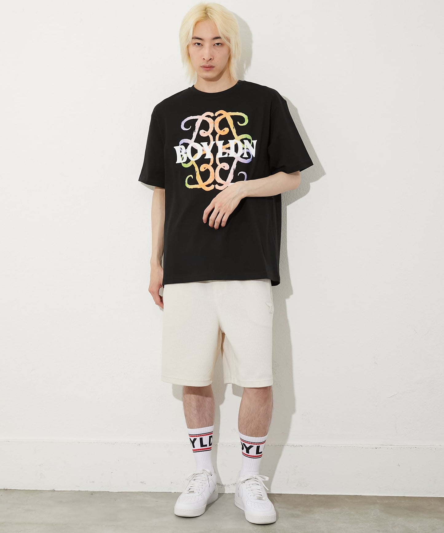 FLOCKY PRINT TEE BLACK【B252N0101102】