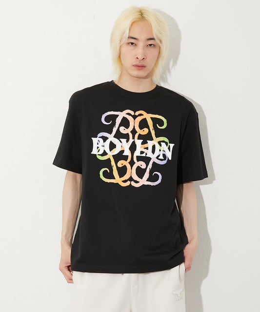 FLOCKY PRINT TEE BLACK【B252N0101102】