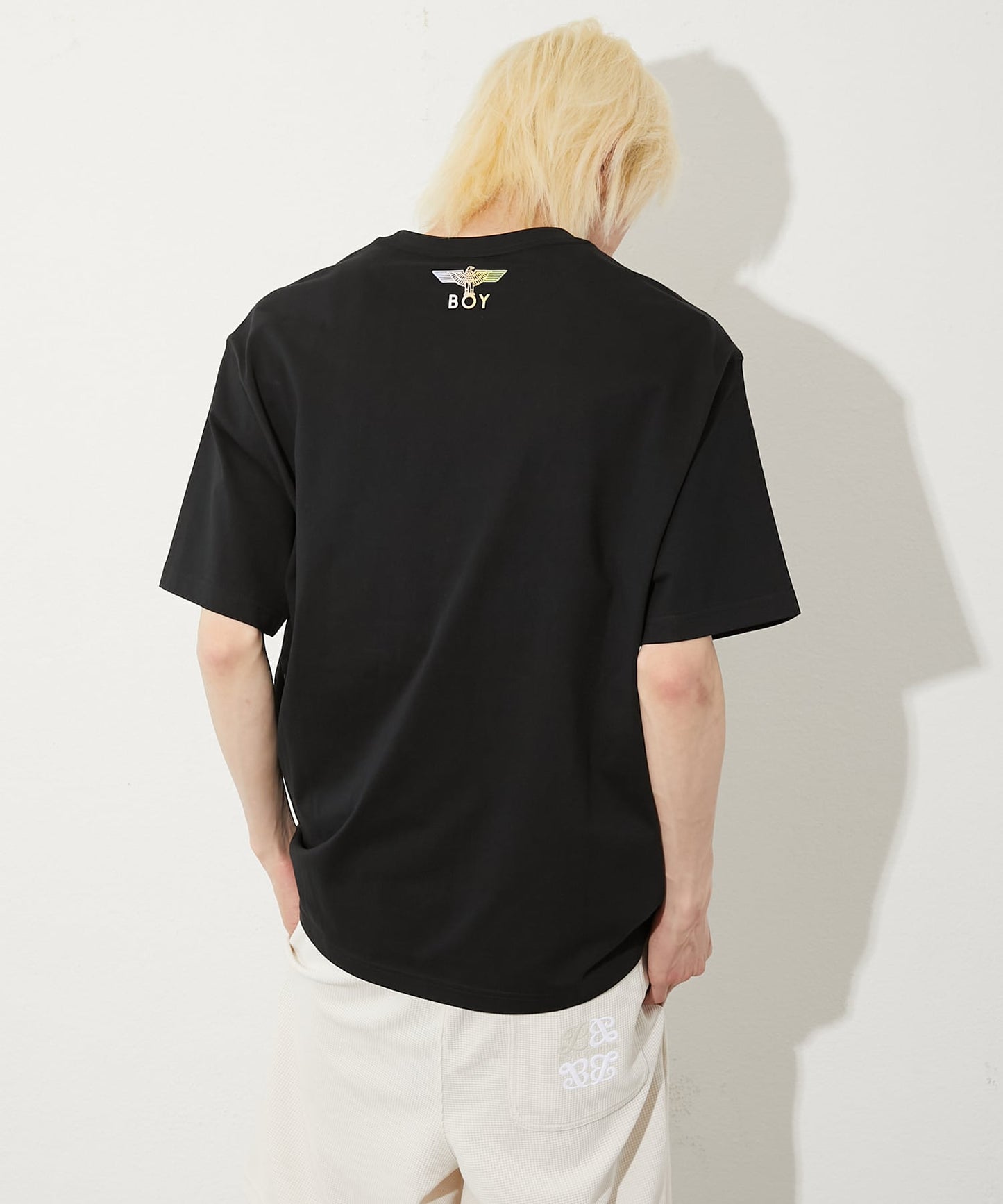 FLOCKY PRINT TEE BLACK【B252N0101102】