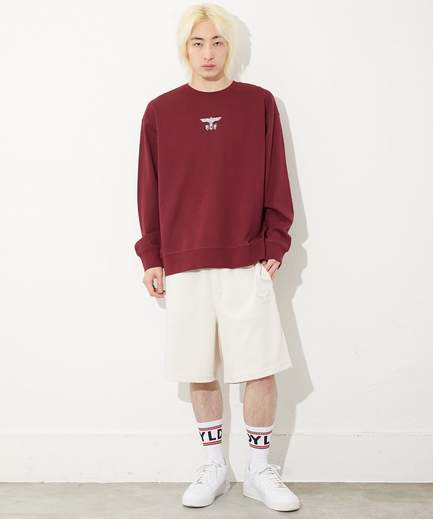 COLLEGE LINESTONE SWEAT WINE RED【B251N0302430】