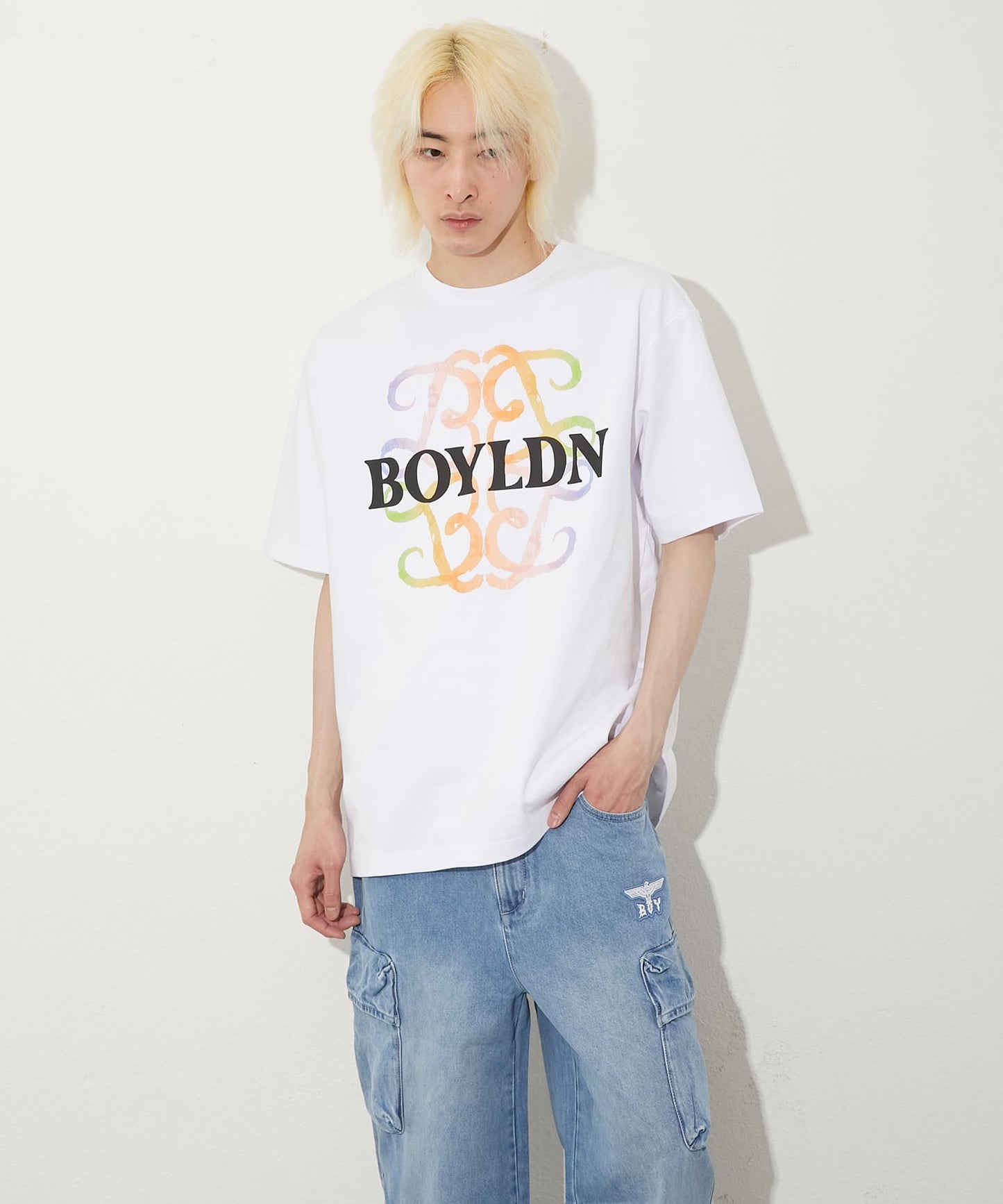 FLOCKY PRINT TEE WHITE【B252N0101101】