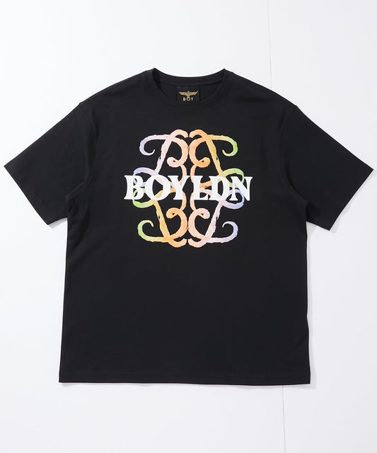 FLOCKY PRINT TEE BLACK【B252N0101102】