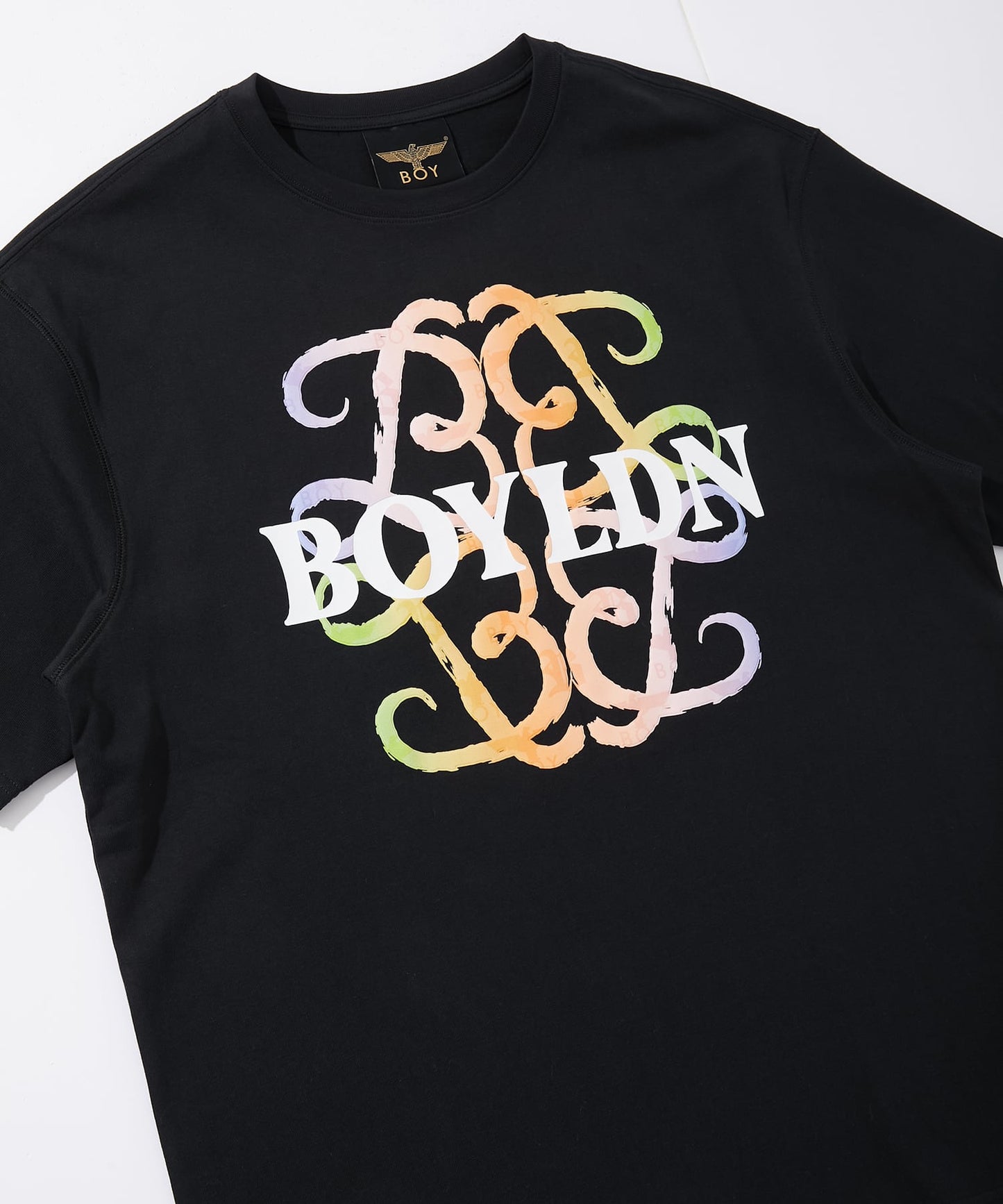 FLOCKY PRINT TEE BLACK【B252N0101102】