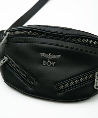 SYNTHETIC LEATHER WAIST BAG BLACK【B231N8500302】