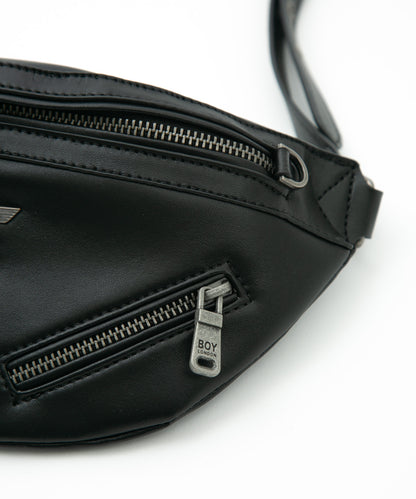SYNTHETIC LEATHER WAIST BAG BLACK【B231N8500302】