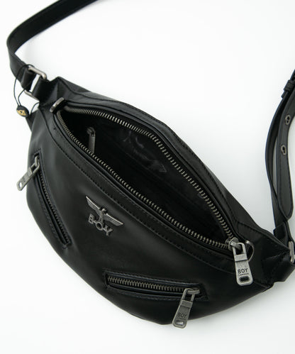 SYNTHETIC LEATHER WAIST BAG BLACK【B231N8500302】