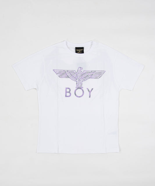 GLITTER&METALIC EAGLE WING T-SHIRTS WHITE【B222N0101801】