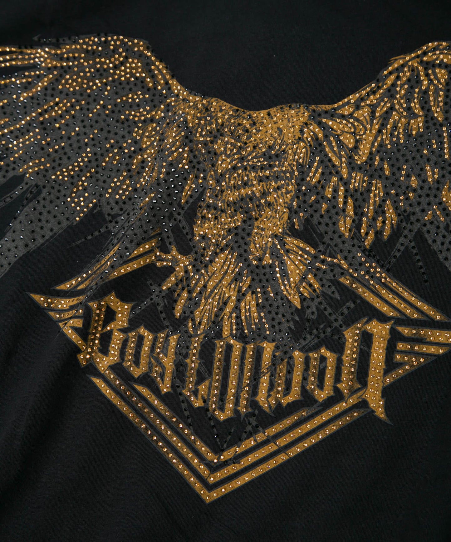 RHINESTONE BIG EAGLE T-SHIRTS BLACK 【B222N0103502】