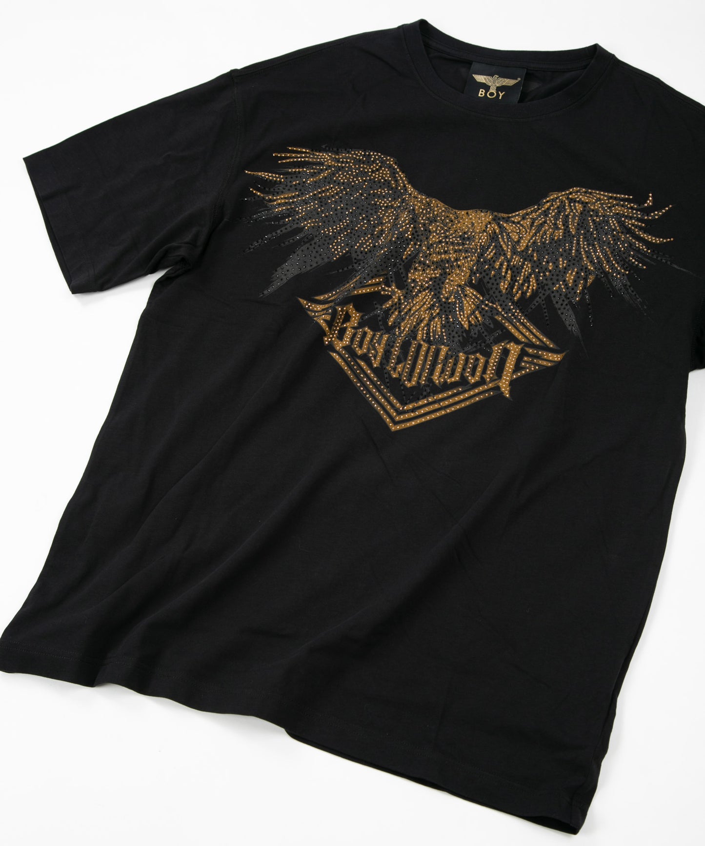 RHINESTONE BIG EAGLE T-SHIRTS BLACK 【B222N0103502】