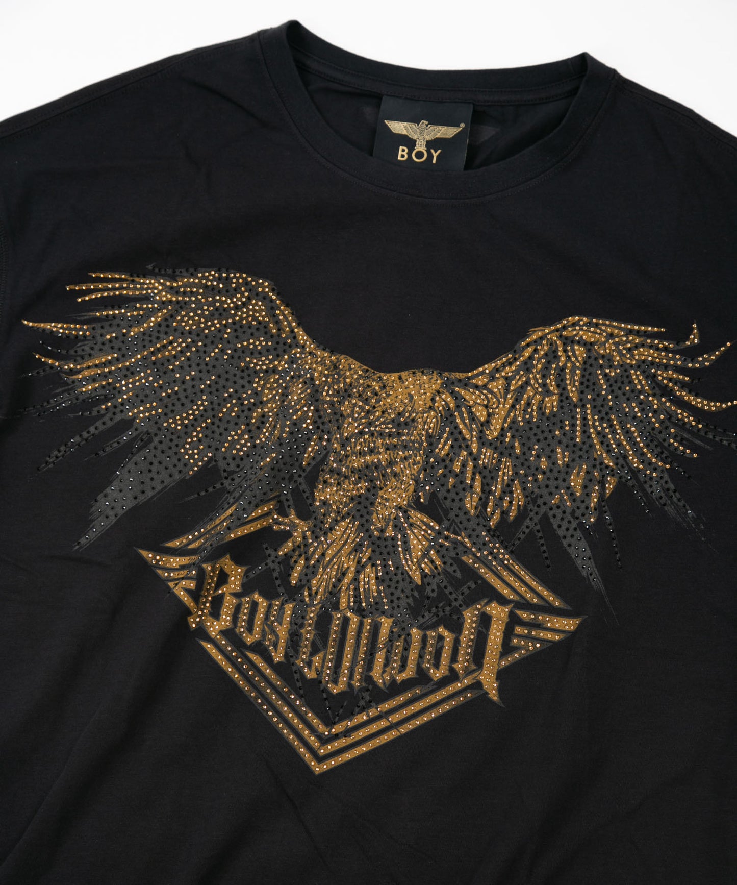 RHINESTONE BIG EAGLE T-SHIRTS BLACK 【B222N0103502】