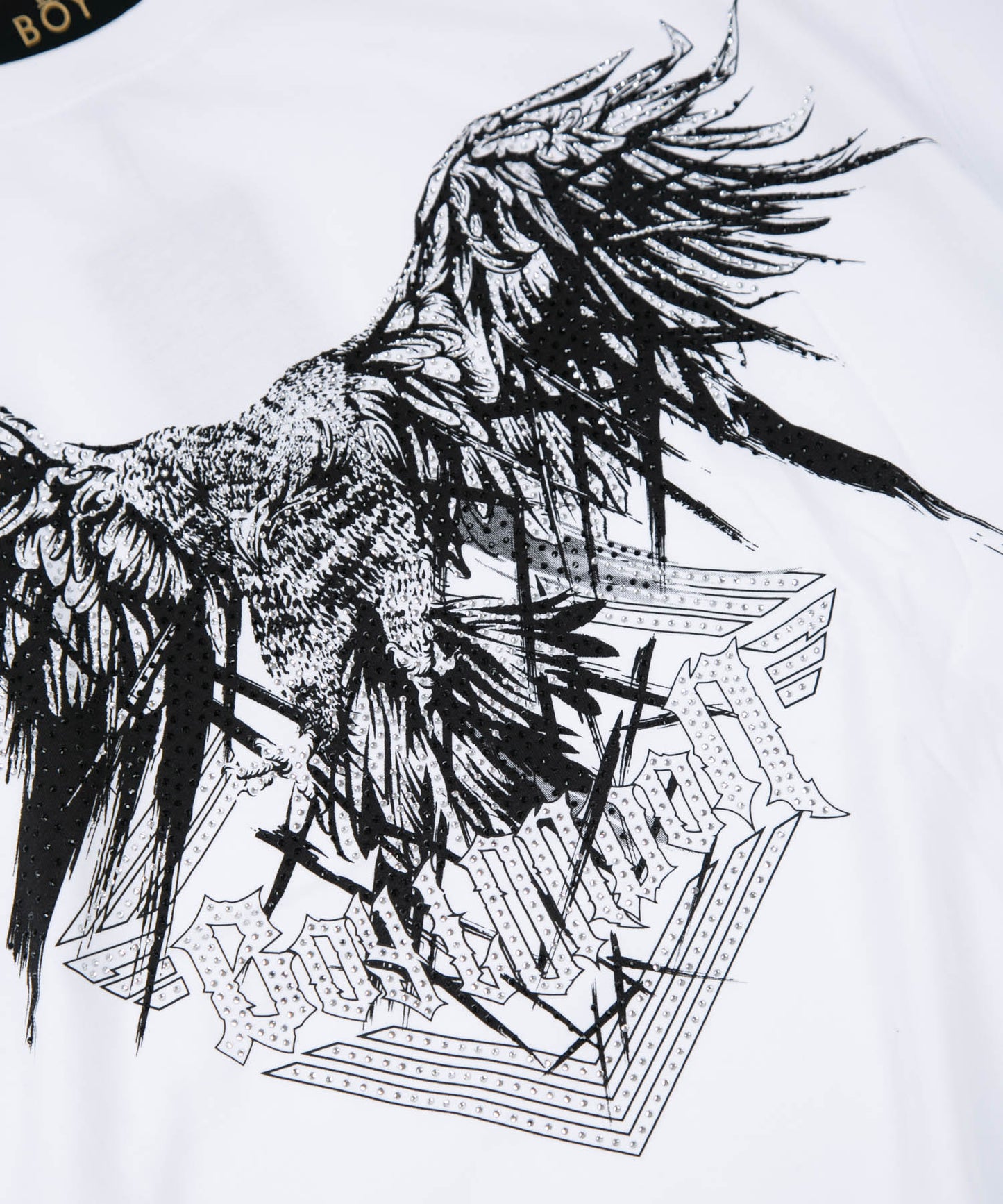 RHINESTONE BIG EAGLE T-SHIRTS WHITE 【B222N0103501】