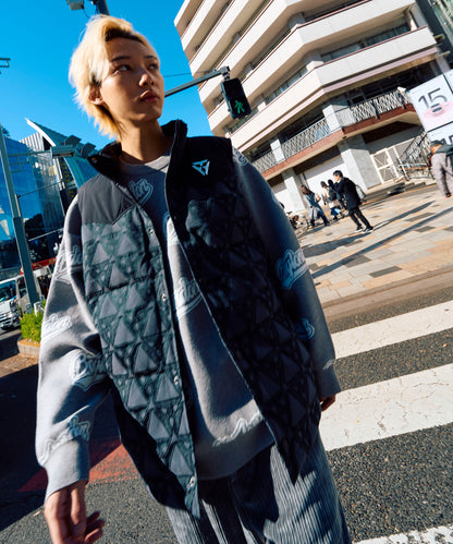 BOY LOGO JACQUARD KNIT PULLOVER GREY WHITE【B234N6000501】