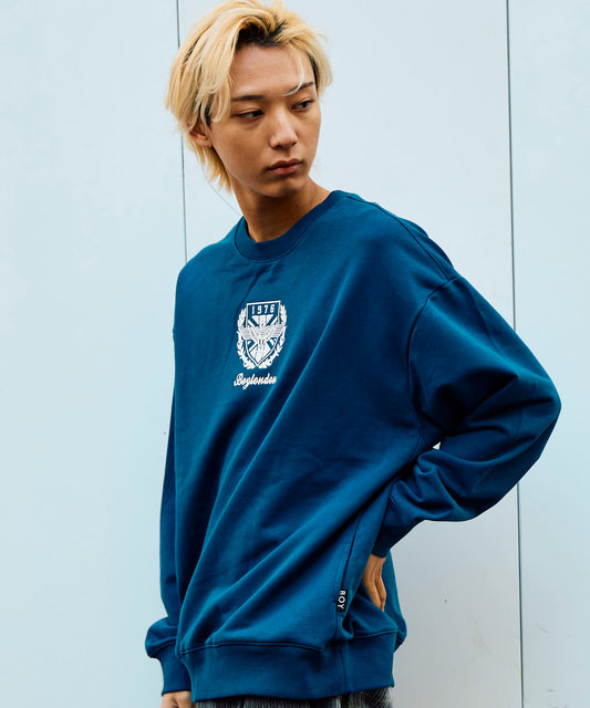 EAGLE EMBROIDERY CREW SWEAT BLUE【B234N0300206】