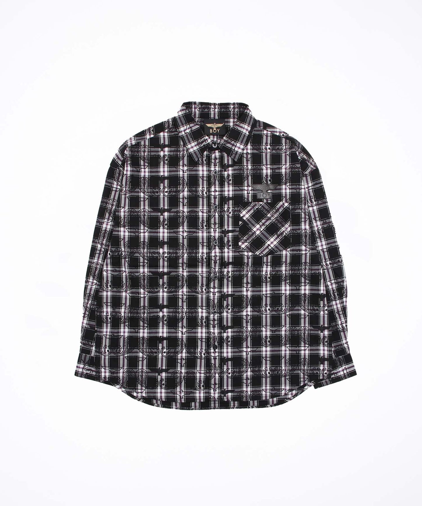 PAISLEY×CHECK SHIRT BLACK【B223N2100402】