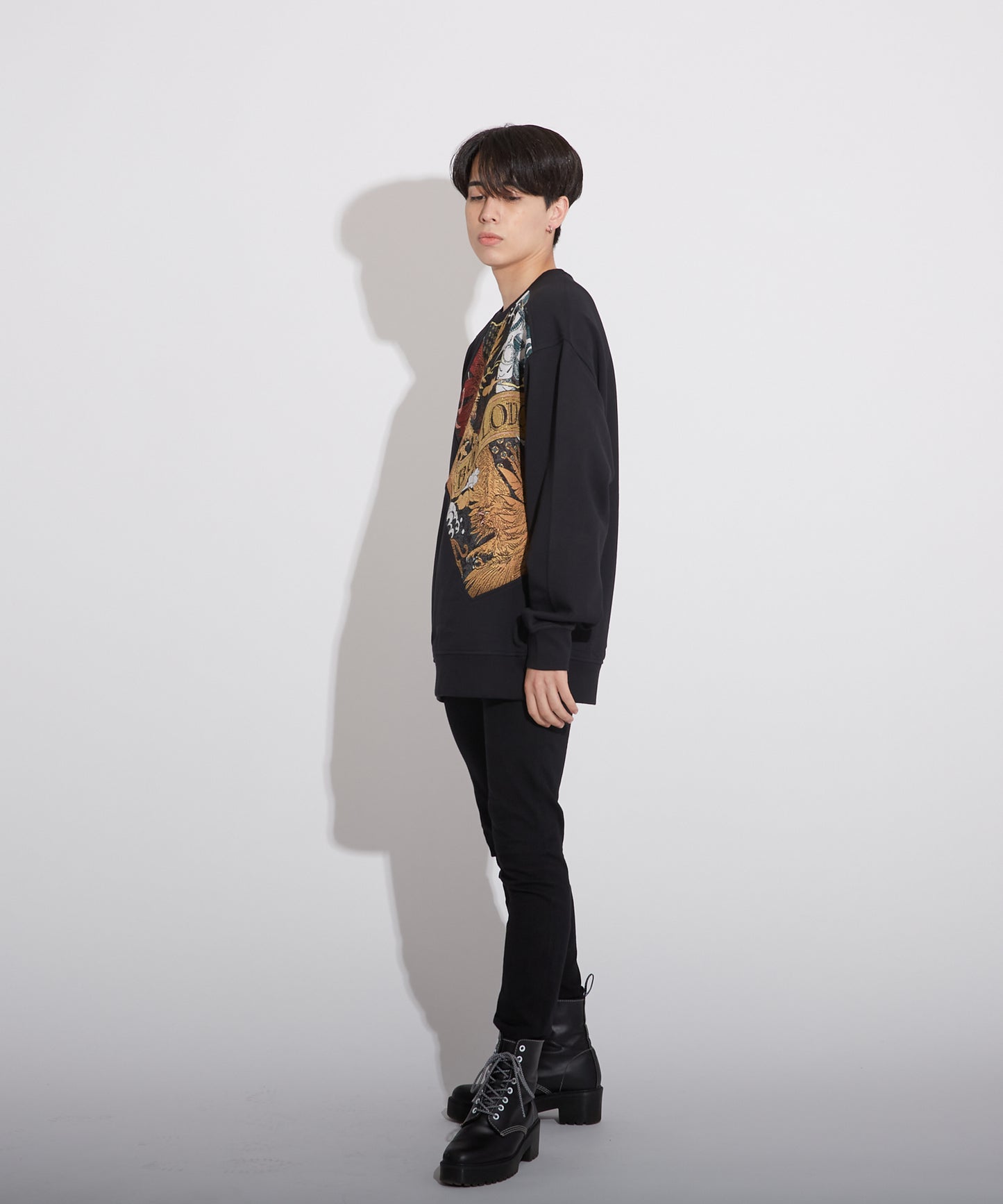 JACQUARD&EMBROIDERY SWEAT BLACK【B223N0370002】