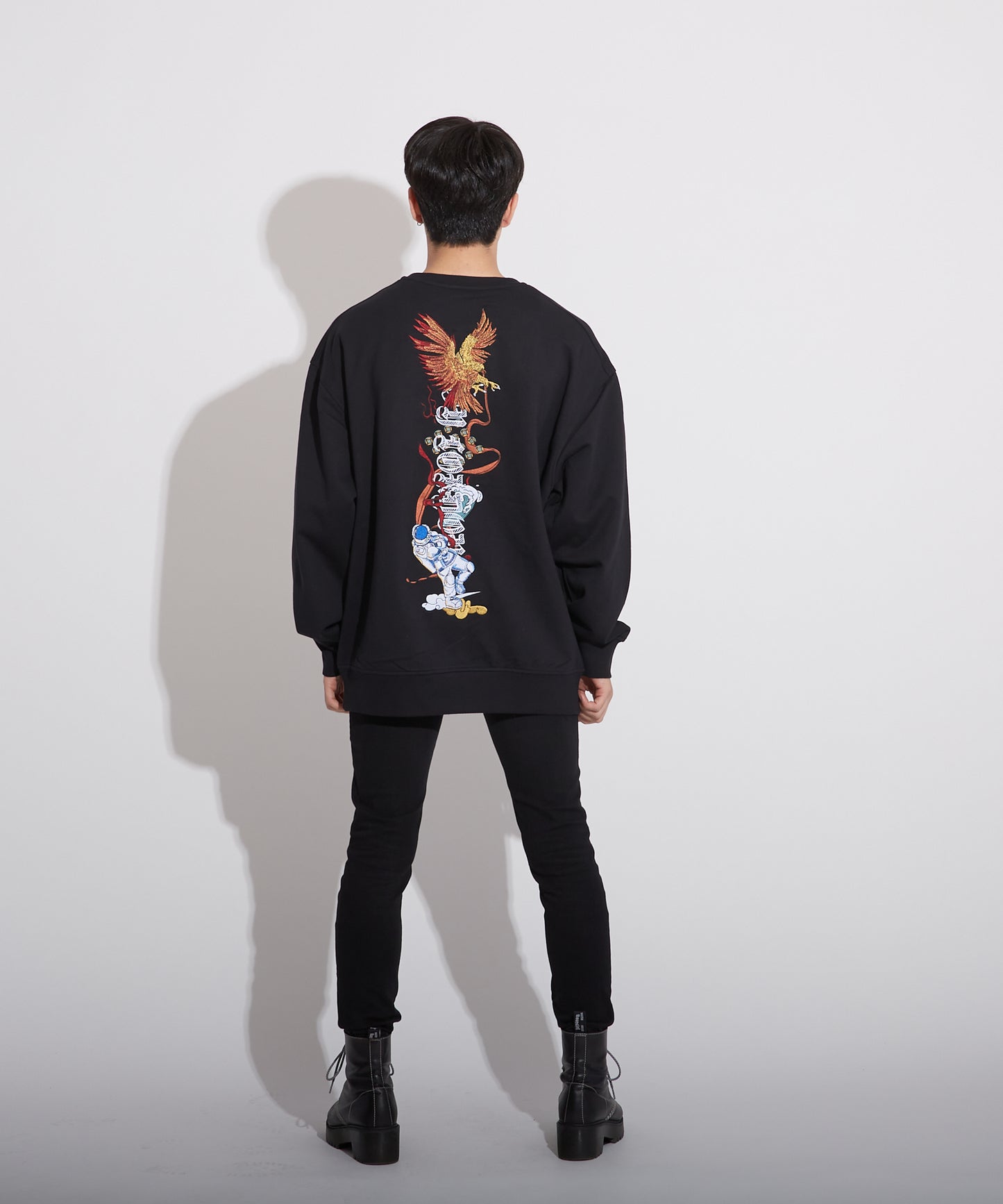 JACQUARD&EMBROIDERY SWEAT BLACK【B223N0370002】