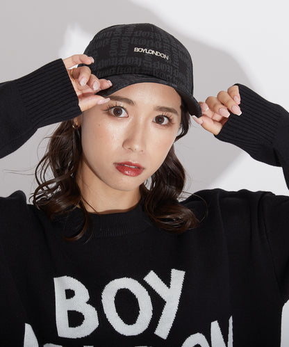 BOY LOGO PATTERNED CAP BLACK【B223N9000402】