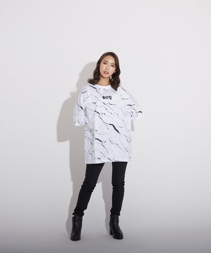 CRACKED PRINT TEE WHITE【B223N0102501】