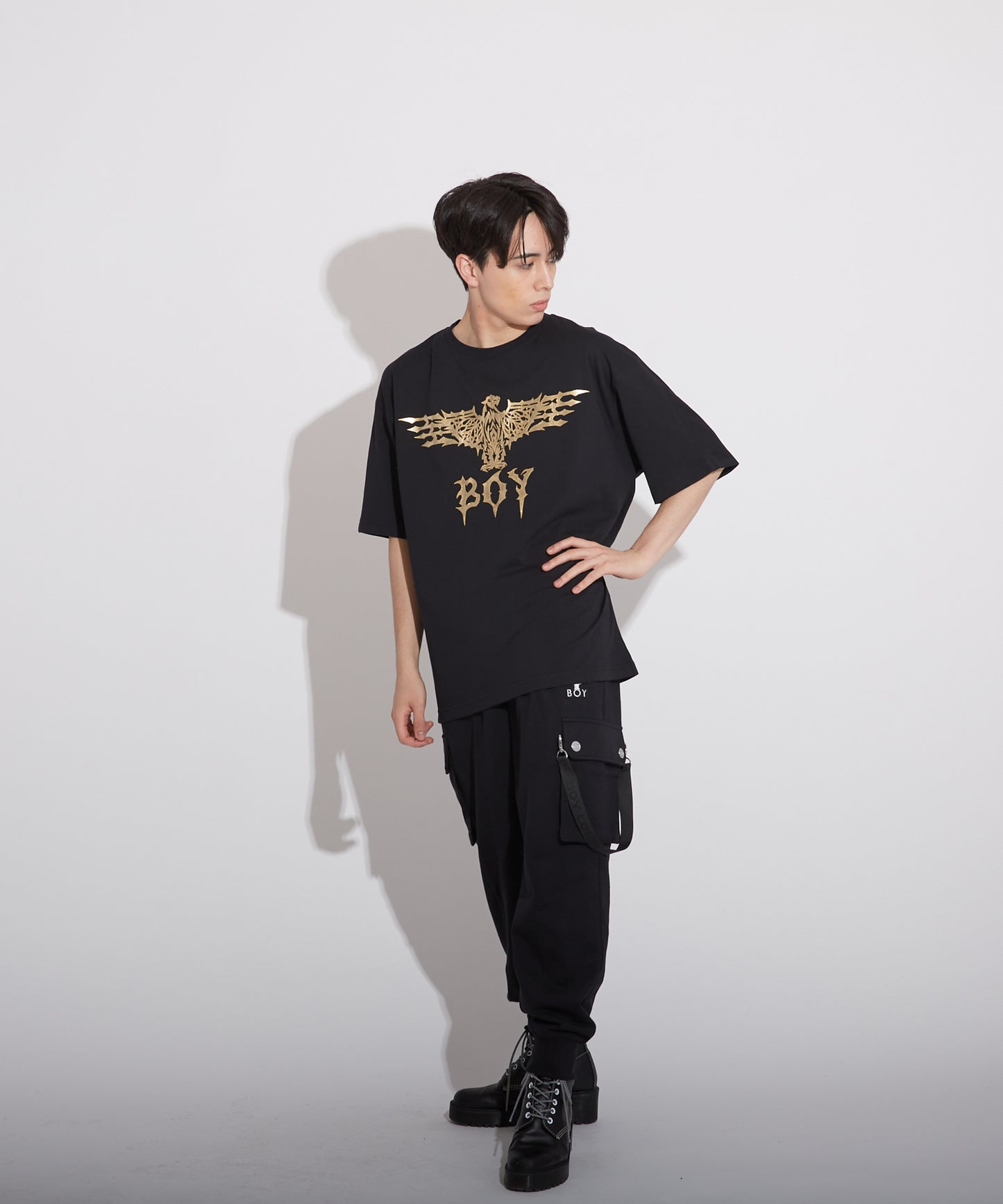 GLITTER EAGLE WIDE TEE BLACK【B223N0101102】