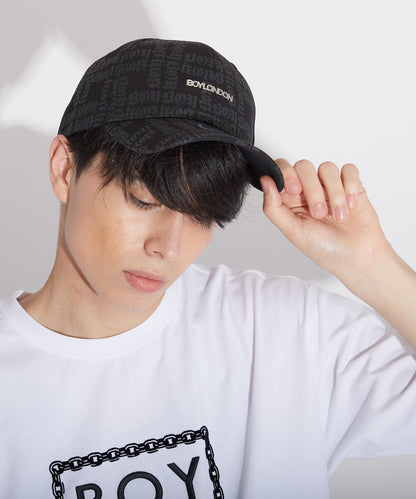 BOY LOGO PATTERNED CAP BLACK【B223N9000402】