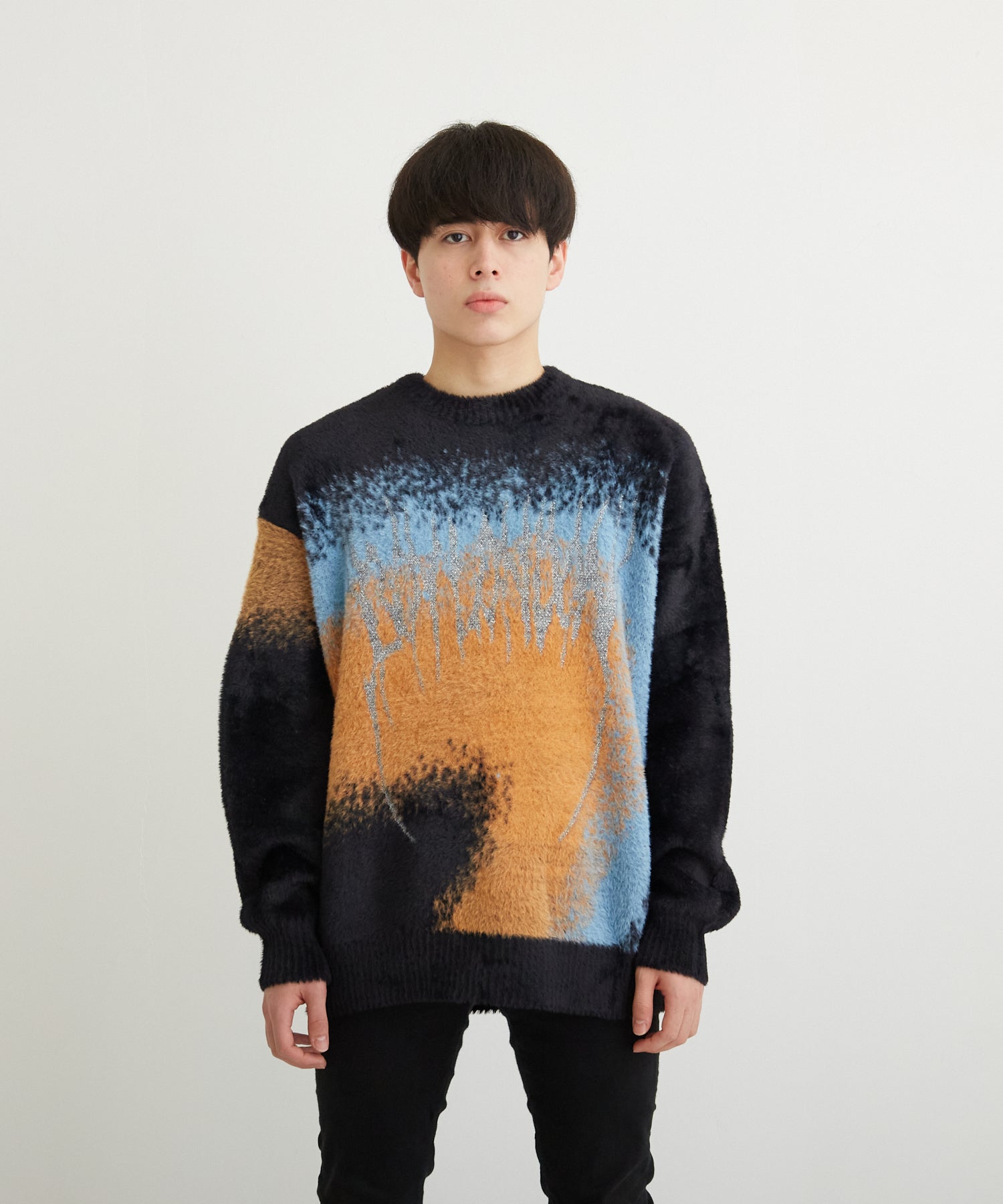 SHAGGY KNIT PULLOVER BLACK【B224N6000402】