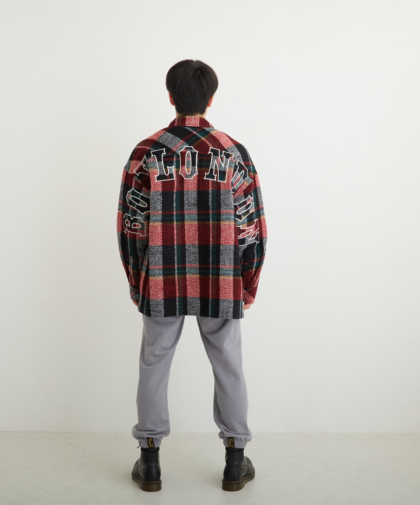 SHAGGY CHECK COACH JACKET RED【B224N2300704】