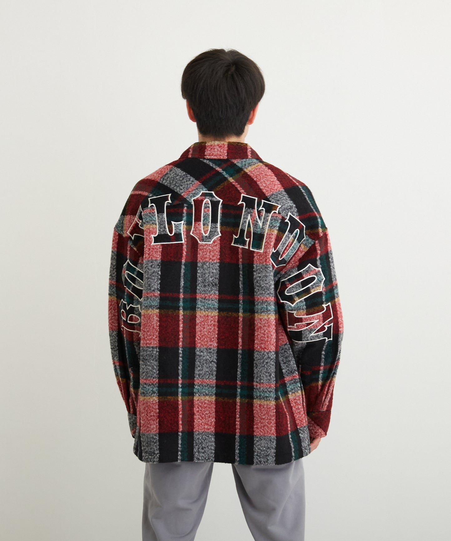 SHAGGY CHECK COACH JACKET RED【B224N2300704】