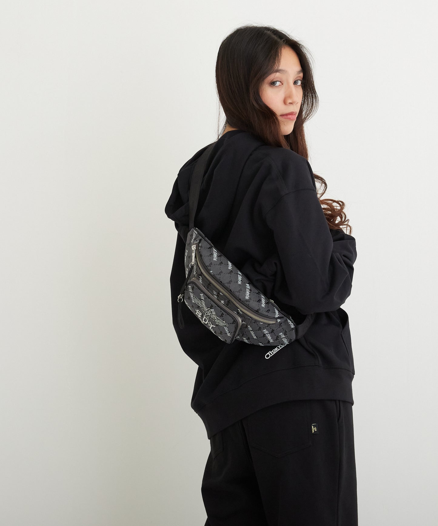 JACQUARD WAIST BAG BLACK【B224N8501202】