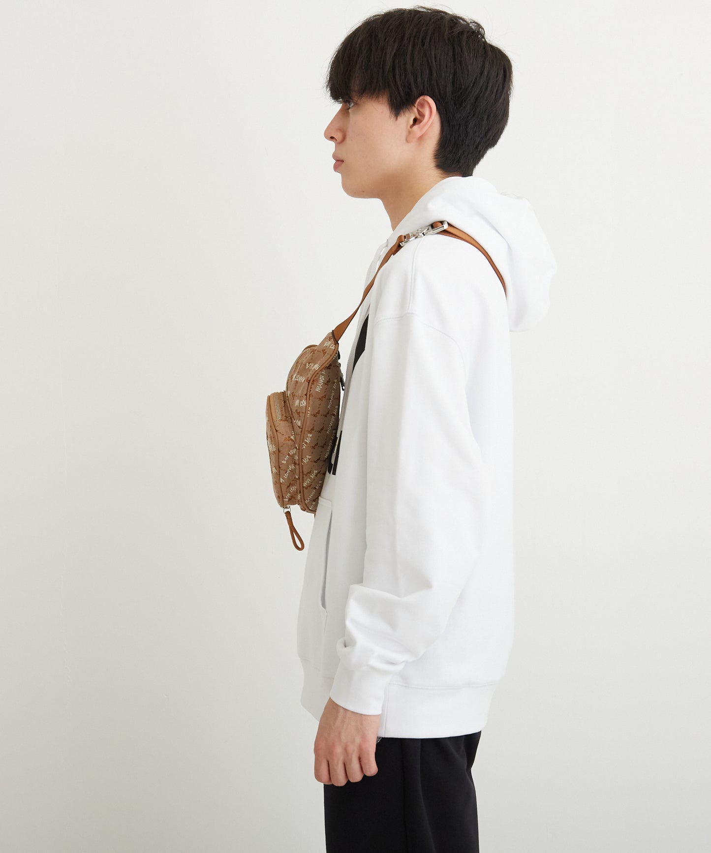 JACQUARD WAIST BAG BROWN【B224N8501208】