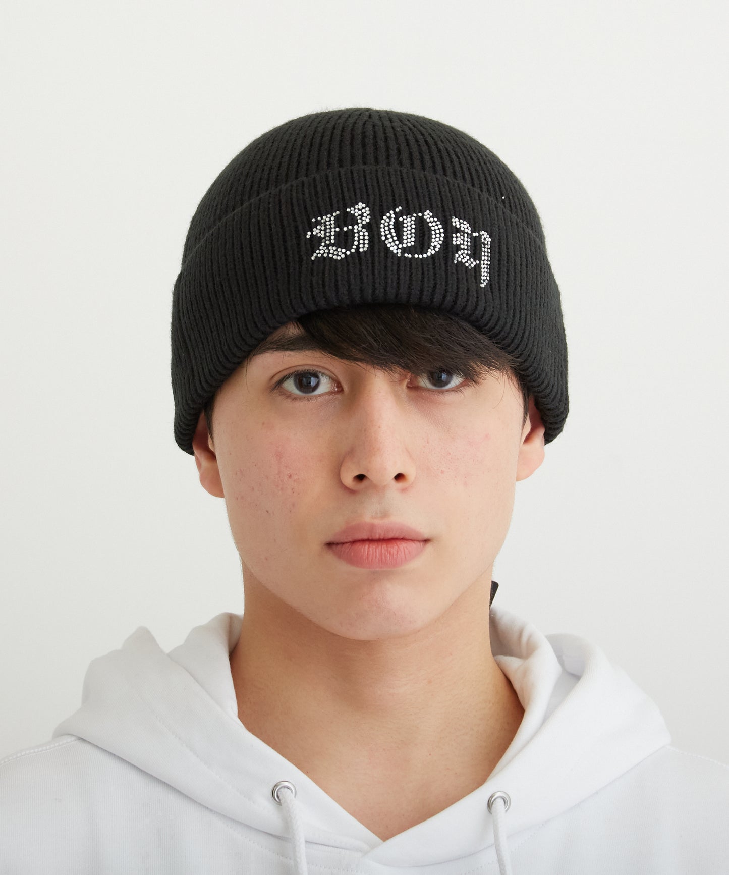 BOY RHINESTONE KNIT CAP BLACK【B224N9000512】