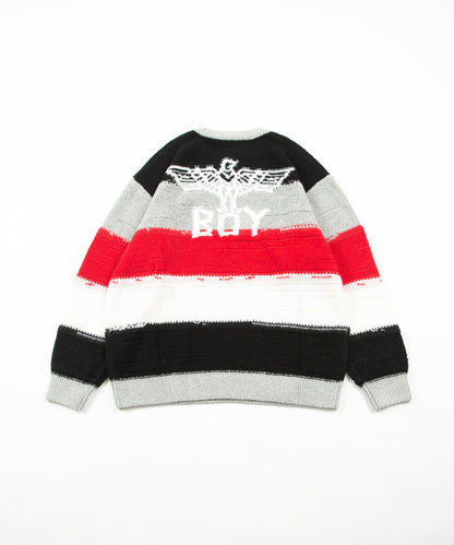 BORDER CREW NECK KNIT MULTI【B231N6000102】